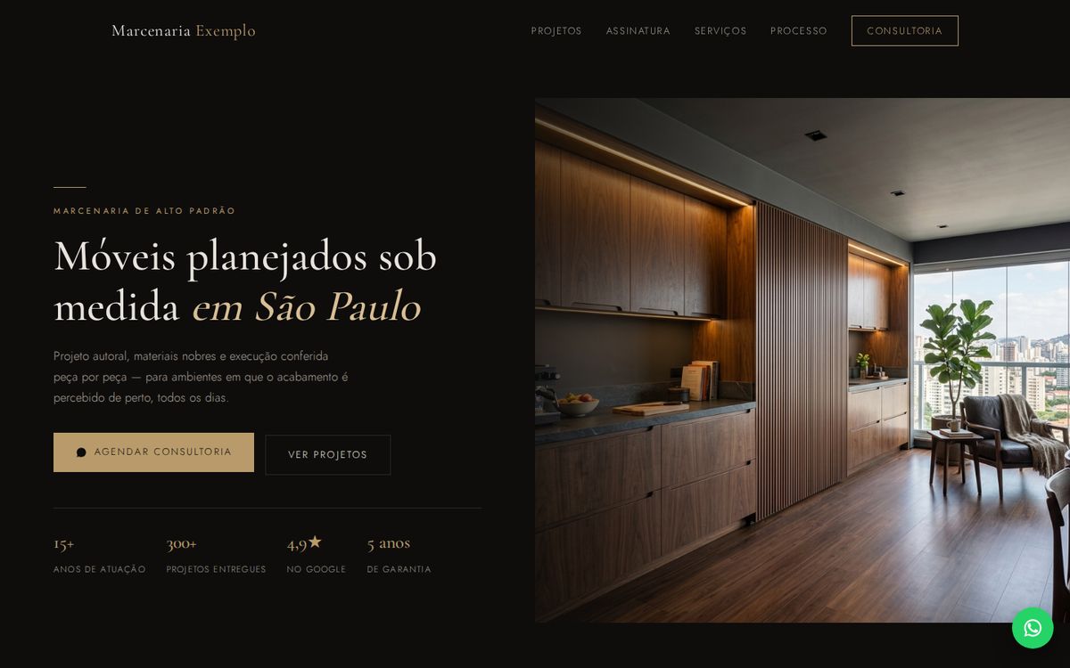 Modelo de site para marcenaria