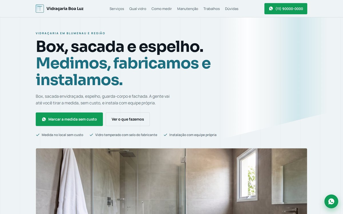 Modelo de site para vidraçaria